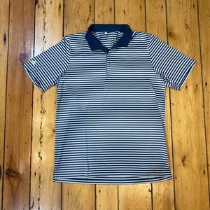 adidas blue and white striped polo shirt